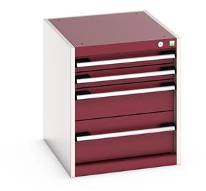 40018017.** Cabinet consists of 2 x 75mm, 1 x 150mm and 1 x 200mm high drawers 100% extension drawer with internal dimensions of 400mm wide x 525mm deep. The drawers have a U.D.L of 75kg (when approaching high weight loads it is suggested to fix the cabinet